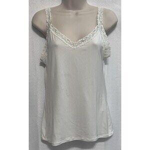 Y2K Lace Trim Tank Top Cami Bella Swan Elena Gilbert Paris Hilton Womens L White